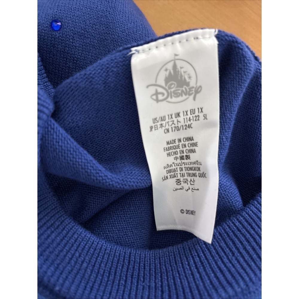 Disney Parks Cinderella 75th Anniversary Knit Sweater Blue Crystals Sz 1X NWT - Picture 6 of 10